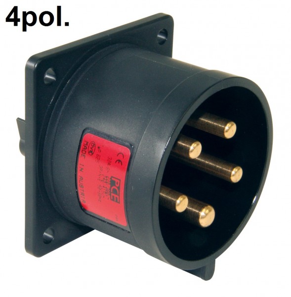 PCE Anbaugerätestecker CEE 32A 4pol. 400V gerade 70x70 IP44 Artnr. 624-6x