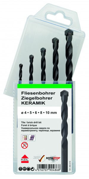 KEIL Fliesen-/Ziegelbohrer Keramik Set 5-tlg. Ø4,5,6,8,10mm Artnr. A1.151.350.410