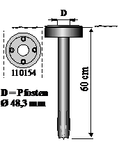 Sträb Wurzelpfahl L60cm, für Ø50mm Pfosten, Abd.groß, Stahl fvz Artnr. 200200+110154